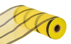 10" Faux Jute Striped Mesh: Yellow. Black (10 Yards) RY8337F4