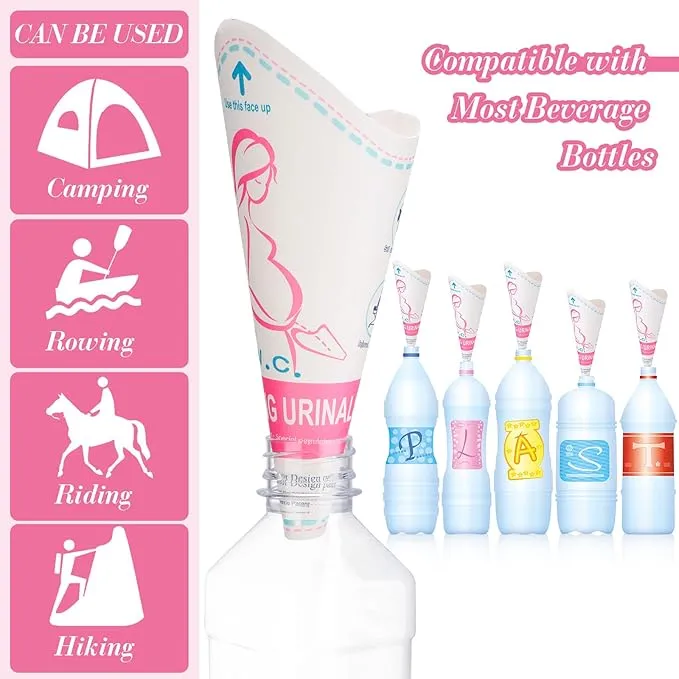 120 Pcs Disposable Female Urination Device Portable Girl Urinal Funnel Waterproof Standing Pee for Women Travel Cup Urine Pocket Toilet Camping Hiking Pregnant