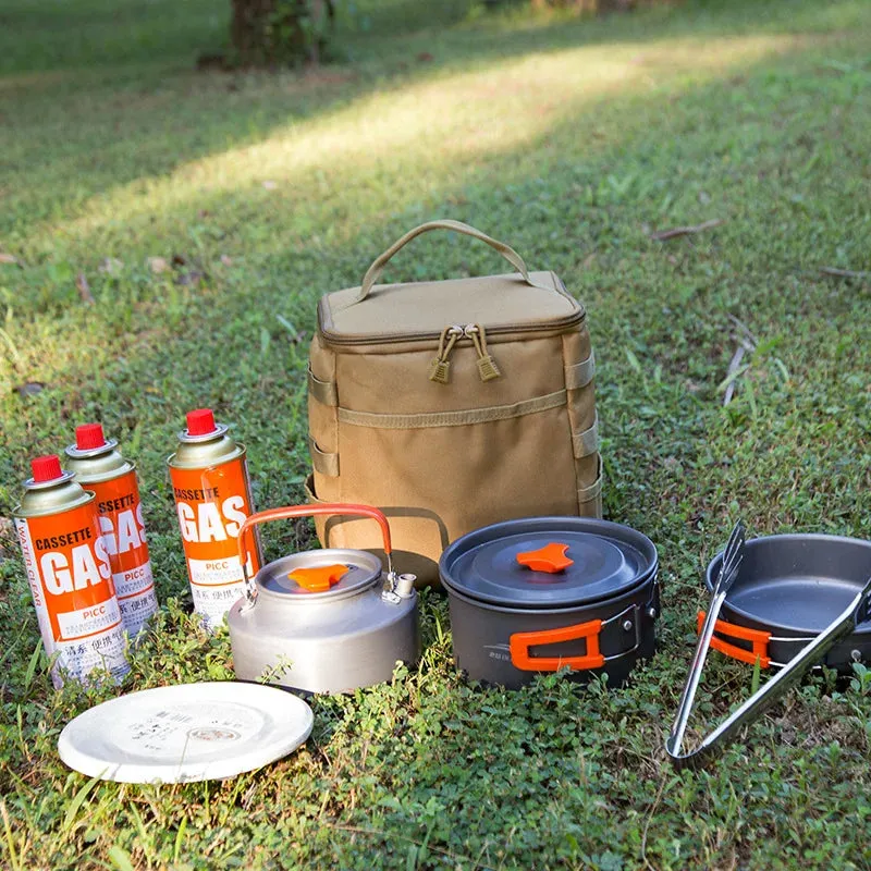 30L Large Capacity Camping Kitchen Storage Bag – Canvas Organizer for Gas Stove, Lamps, and Pots