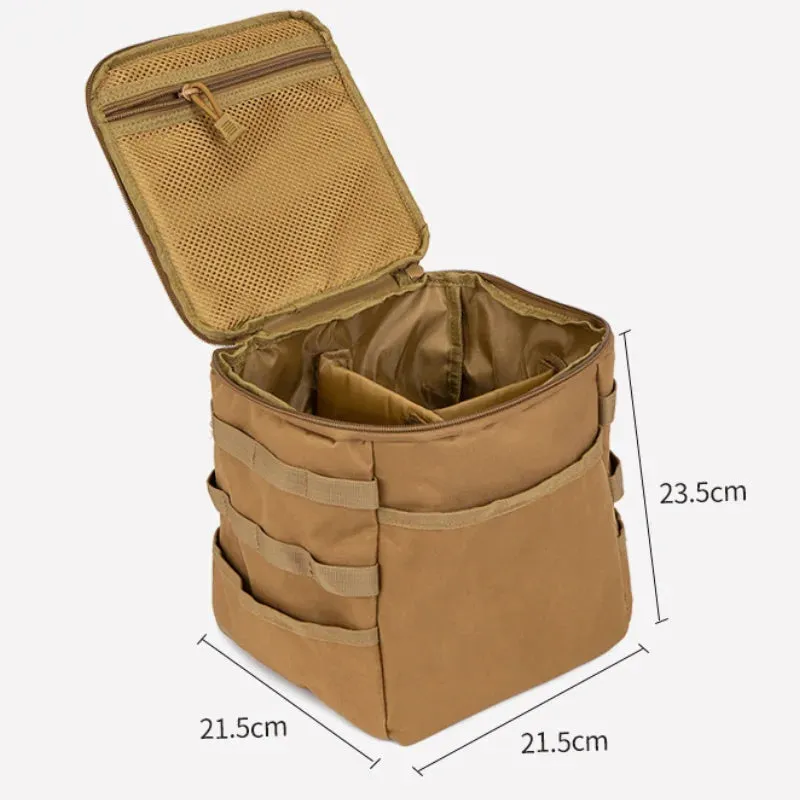 30L Large Capacity Camping Kitchen Storage Bag – Canvas Organizer for Gas Stove, Lamps, and Pots