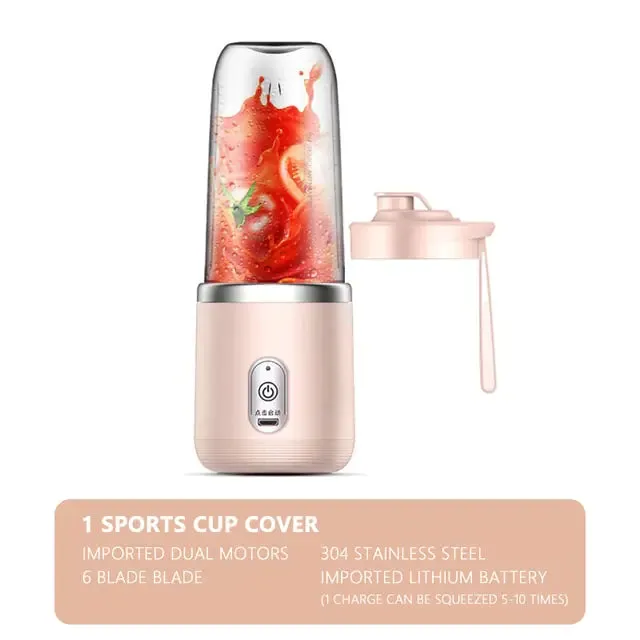 400ML USB Cordless Juicer Blender, Smoothie-like Texture, Fruit Juice, Ice Crusher