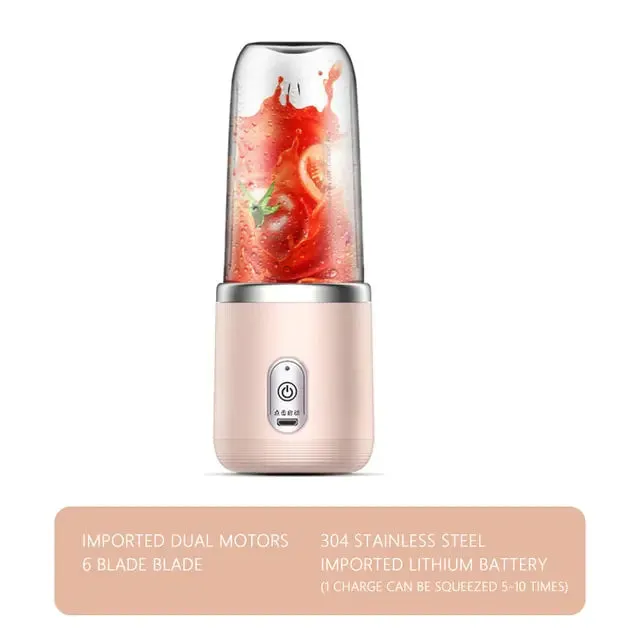 400ML USB Cordless Juicer Blender, Smoothie-like Texture, Fruit Juice, Ice Crusher
