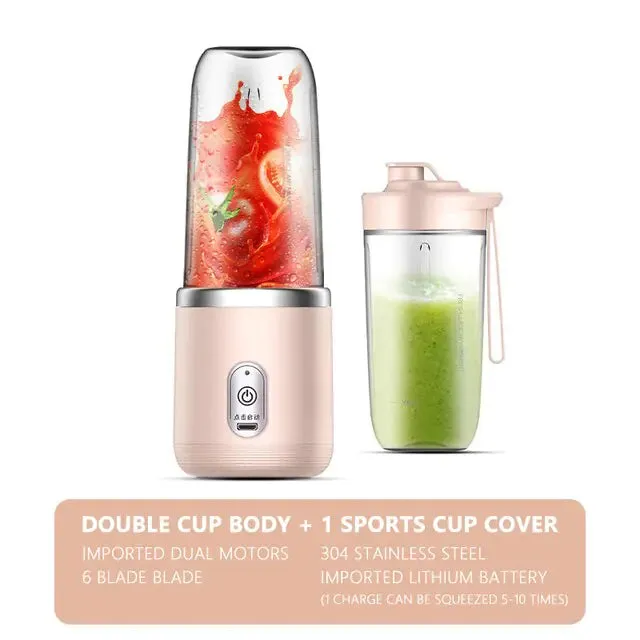 400ML USB Cordless Juicer Blender, Smoothie-like Texture, Fruit Juice, Ice Crusher