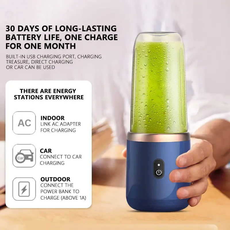 400ML USB Cordless Juicer Blender, Smoothie-like Texture, Fruit Juice, Ice Crusher
