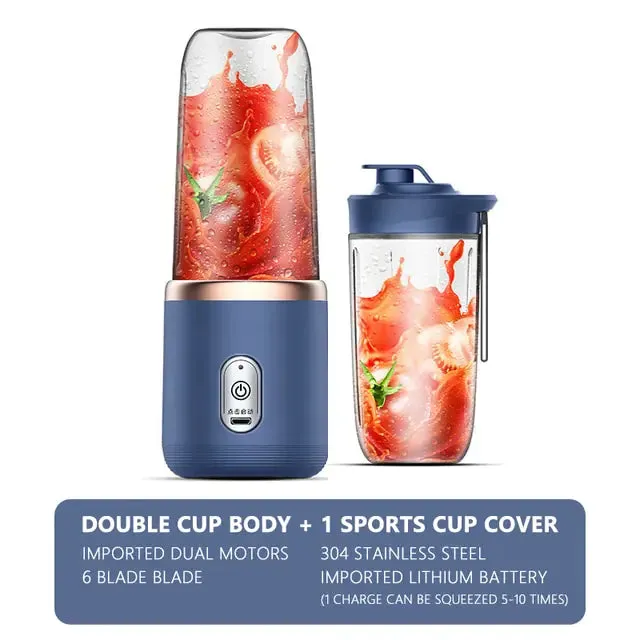 400ML USB Cordless Juicer Blender, Smoothie-like Texture, Fruit Juice, Ice Crusher