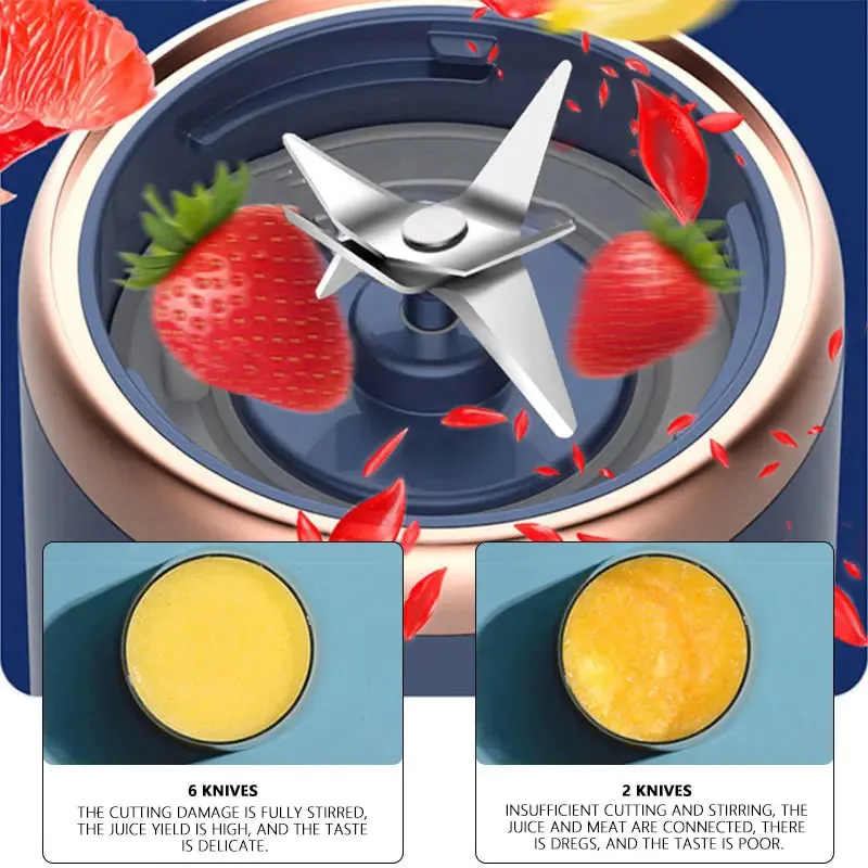 400ML USB Cordless Juicer Blender, Smoothie-like Texture, Fruit Juice, Ice Crusher