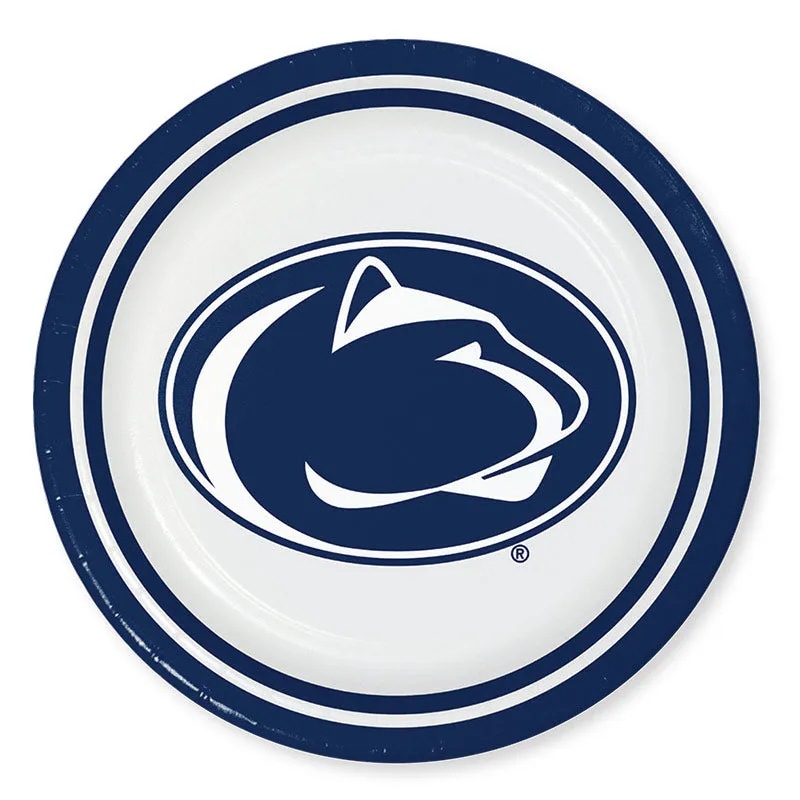 8 pack- 8" White & Blue Penn State Plates