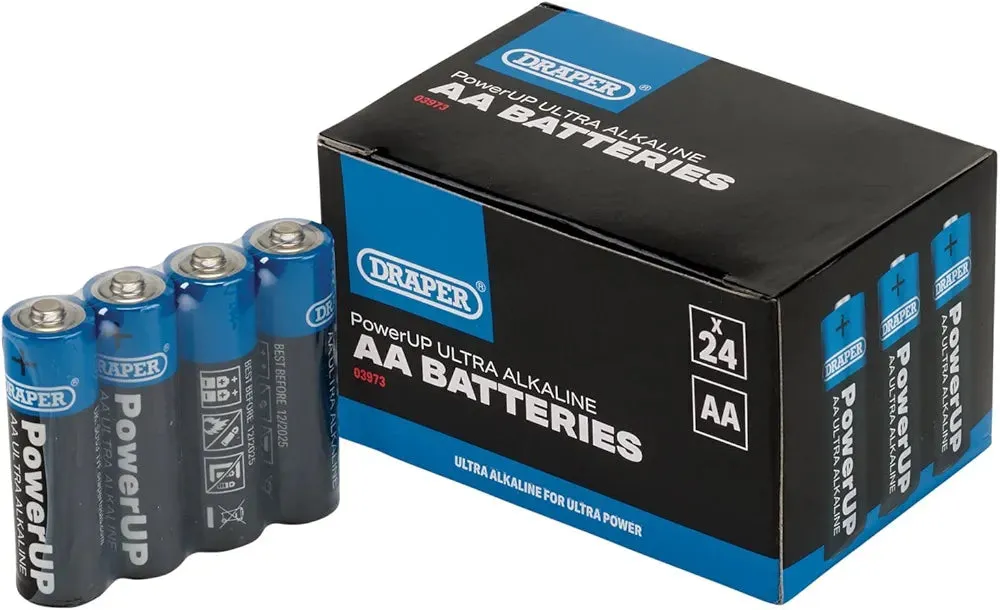 Alkaline AA Batteries Draper 03973 PowerUP Ultra 24 PACK