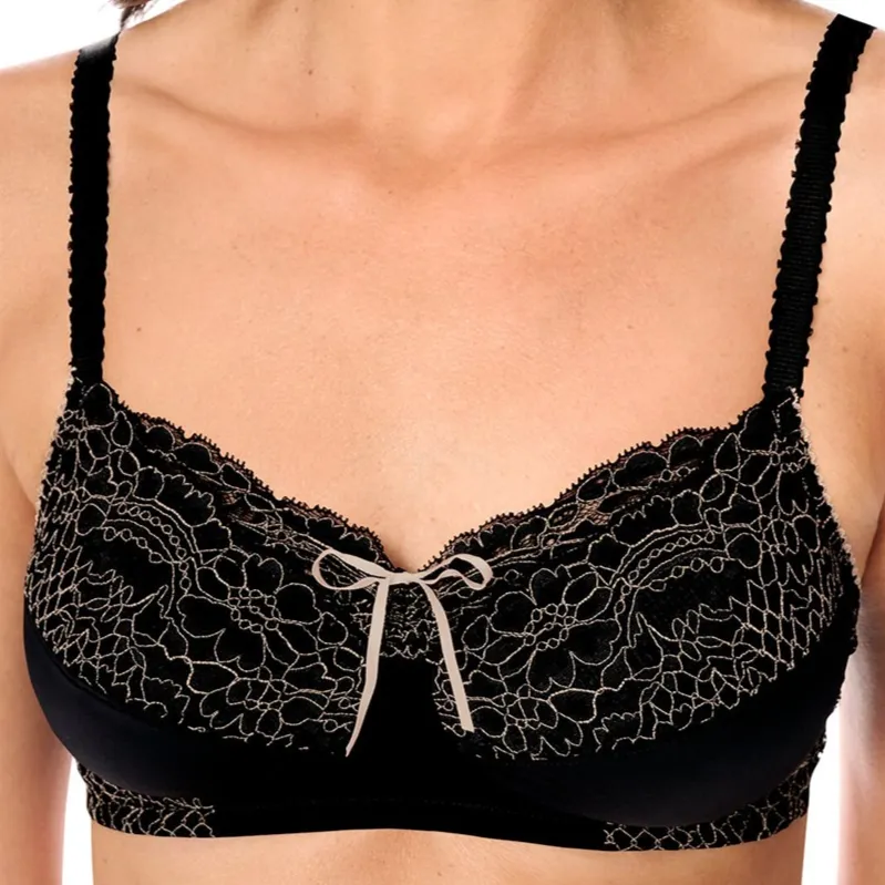 Amoena Alina Non-Wired Pocketed Mastectomy Bra - black/sand - 44891