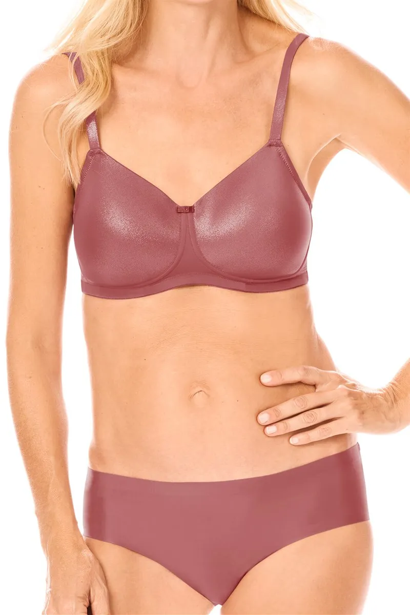Amoena Ivy Padded Pocketed Mastectomy Non Wired Bra - Sparkly Rouge 44902