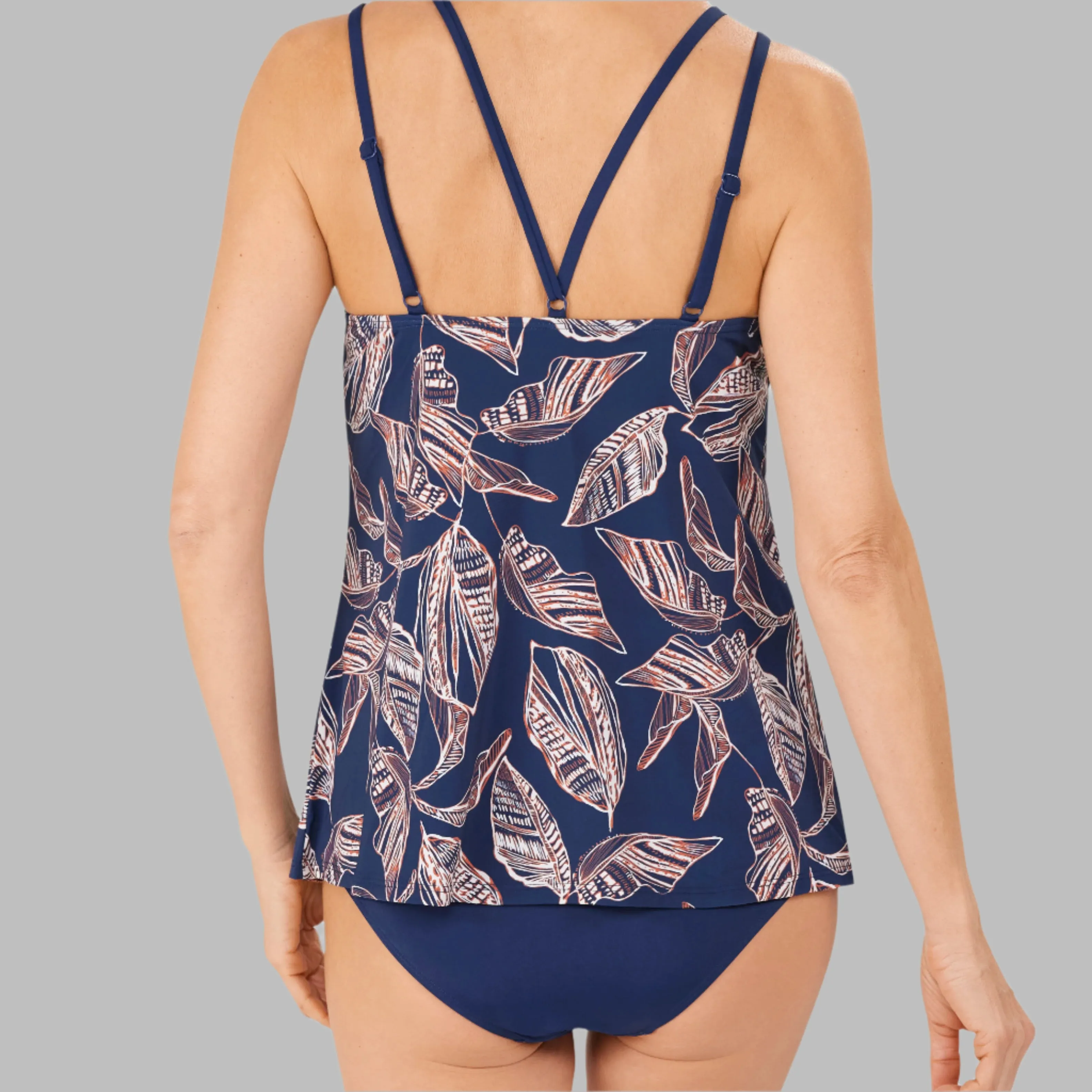 Amoena Lanzarote Pocketed Mastectomy Tankini - Indigo Blue & Amber - 71627