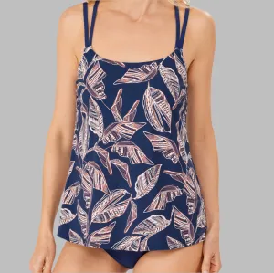 Amoena Lanzarote Pocketed Mastectomy Tankini - Indigo Blue & Amber - 71627