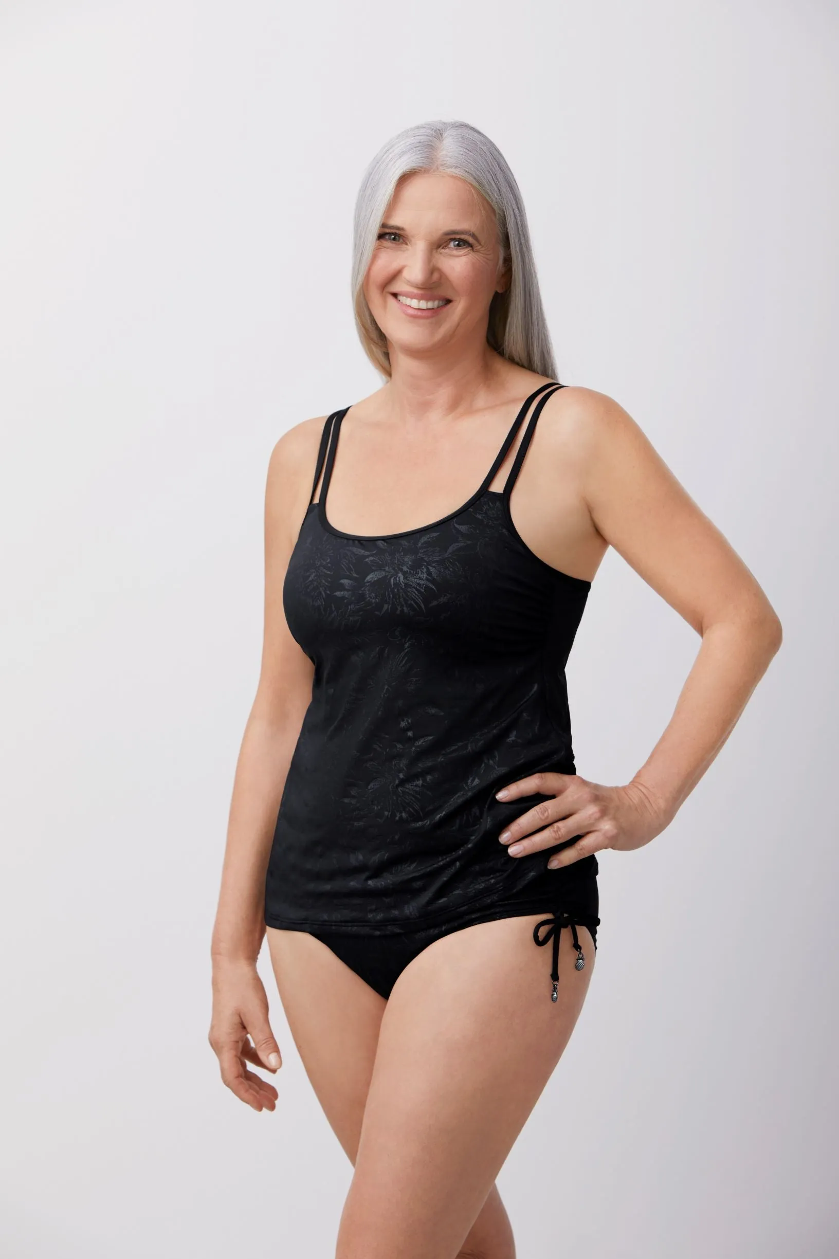 Amoena Manhattan Non Wired Pocketed Mastectomy Tankini Top - Black 71421