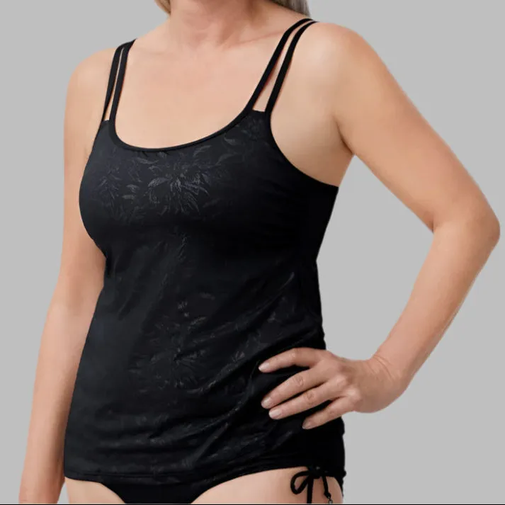 Amoena Manhattan Non Wired Pocketed Mastectomy Tankini Top - Black 71421