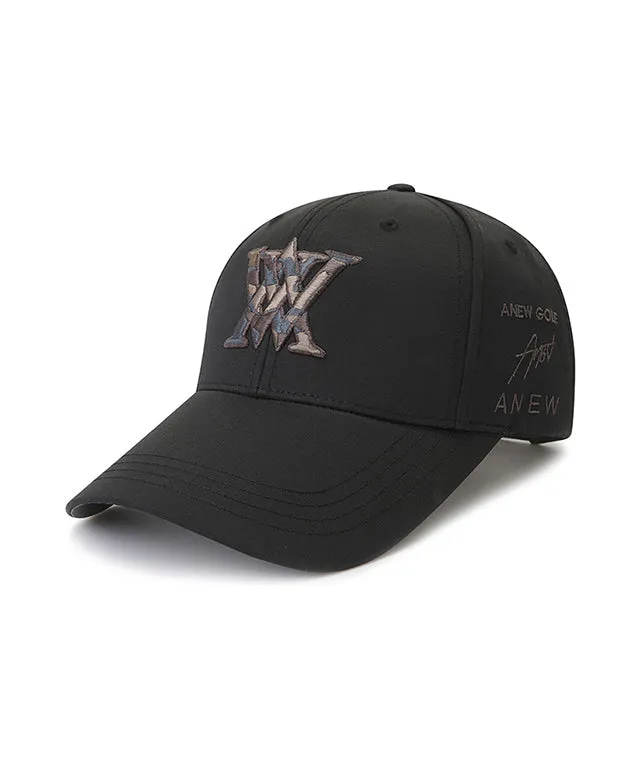 ANEW Golf: Logo Pattern Embroidery Ball Cap - Black