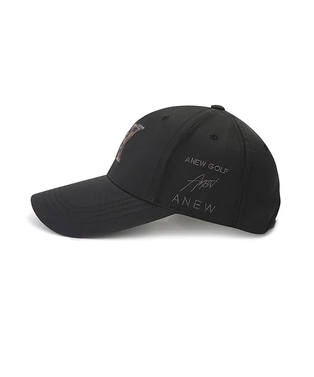 ANEW Golf: Logo Pattern Embroidery Ball Cap - Black