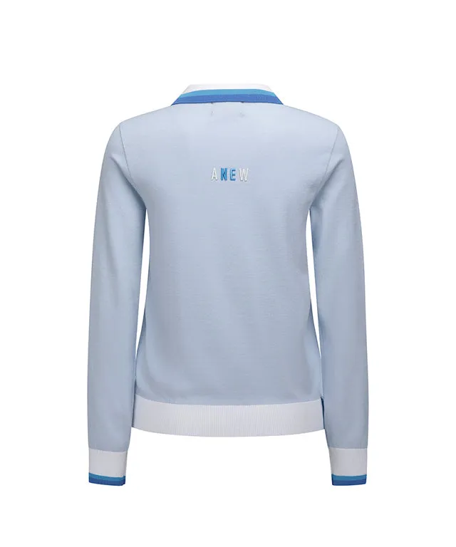 ANEW Golf: Women Logo Combination Pastel Sweater - Sky Blue