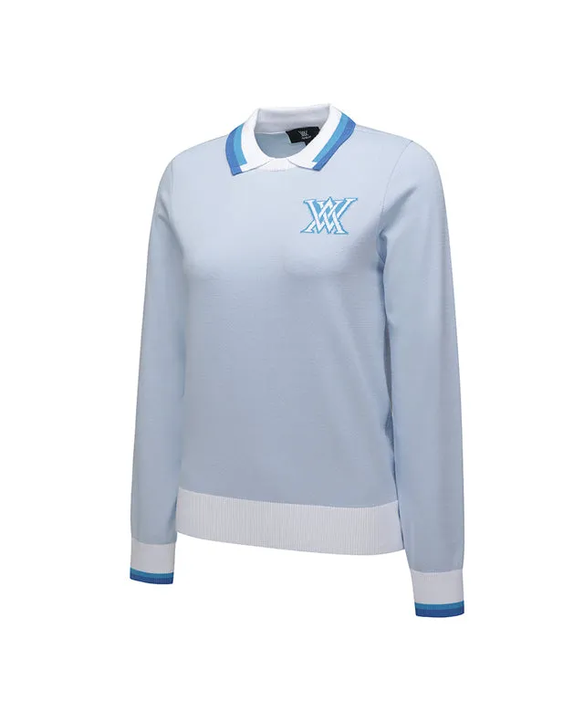 ANEW Golf: Women Logo Combination Pastel Sweater - Sky Blue