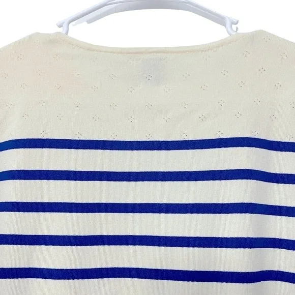 Anne Klein Striped Sweater | Ivory / Cream Blue | Size S