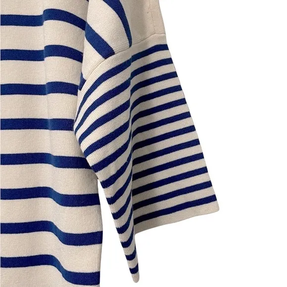 Anne Klein Striped Sweater | Ivory / Cream Blue | Size S