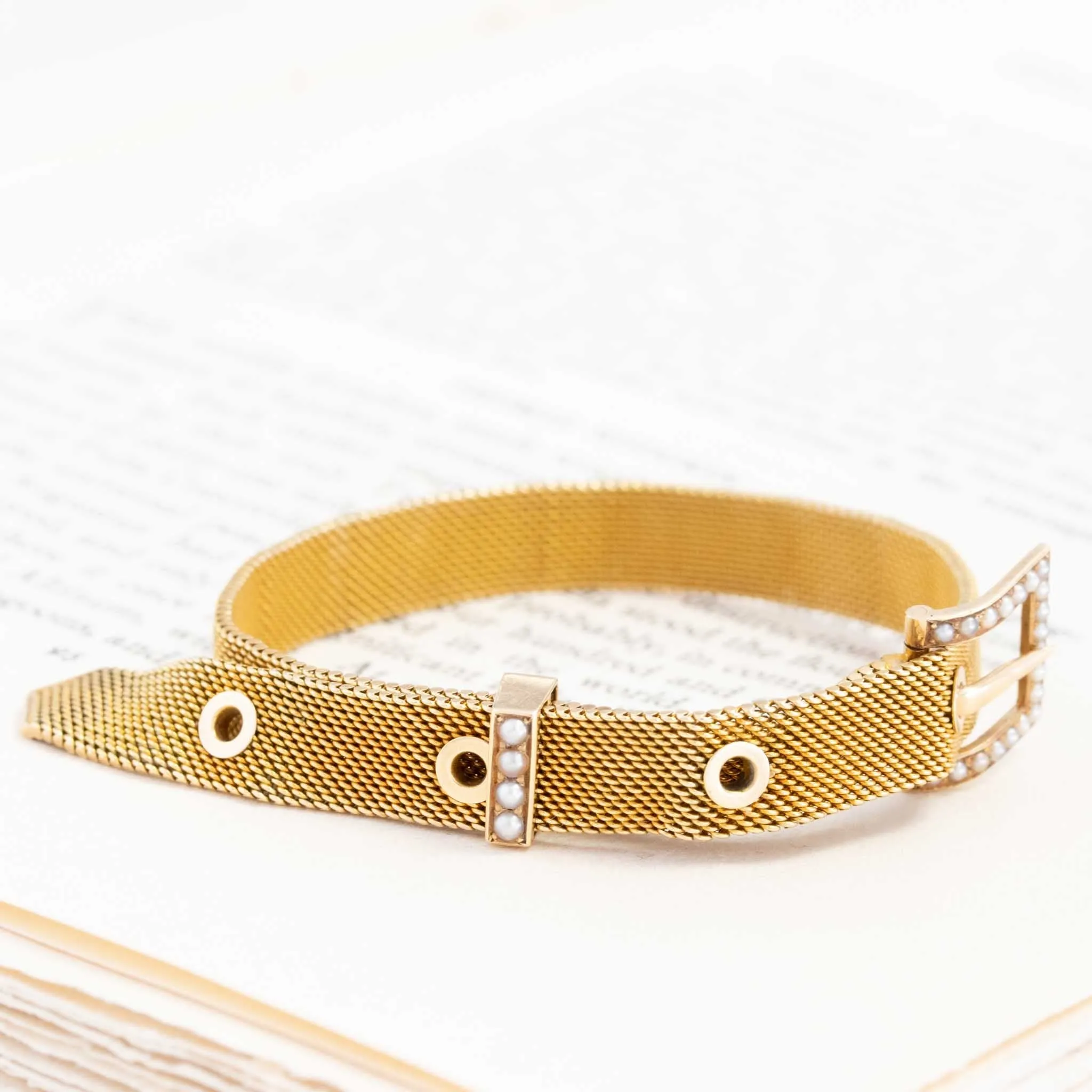 Antique Gold Mesh Buckle Bracelet