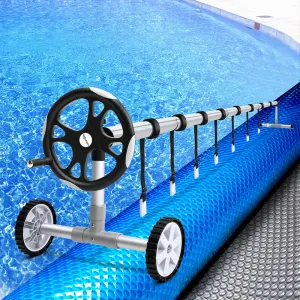 Aqua Buddy Pool Cover 11x6.2m 400 Micron Silver Swimming Pool Solar Blanket 6.55m Roller