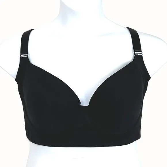 Back Smoothing Full Coverage Bra Size 48/50 E Adjustable Straps Black New