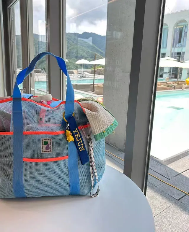 Beach Bag: Summer Large Capacity Outdoor Seaside Toiletry Bag Swimming Fitness Portable Storage Mesh Bag C-240506-1