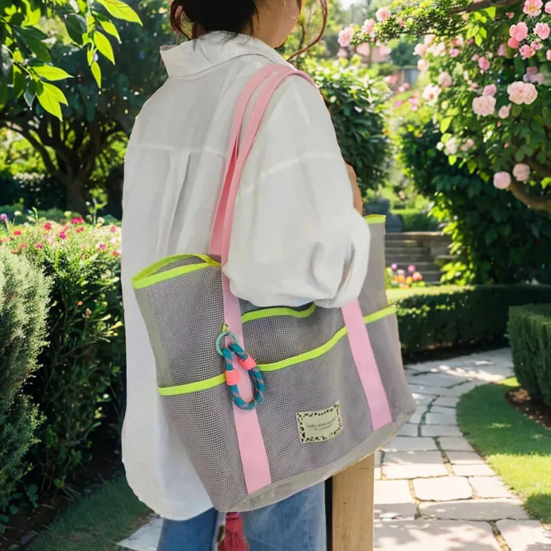 Beach Bag: Summer Large Capacity Outdoor Seaside Toiletry Bag Swimming Fitness Portable Storage Mesh Bag C-240506-1