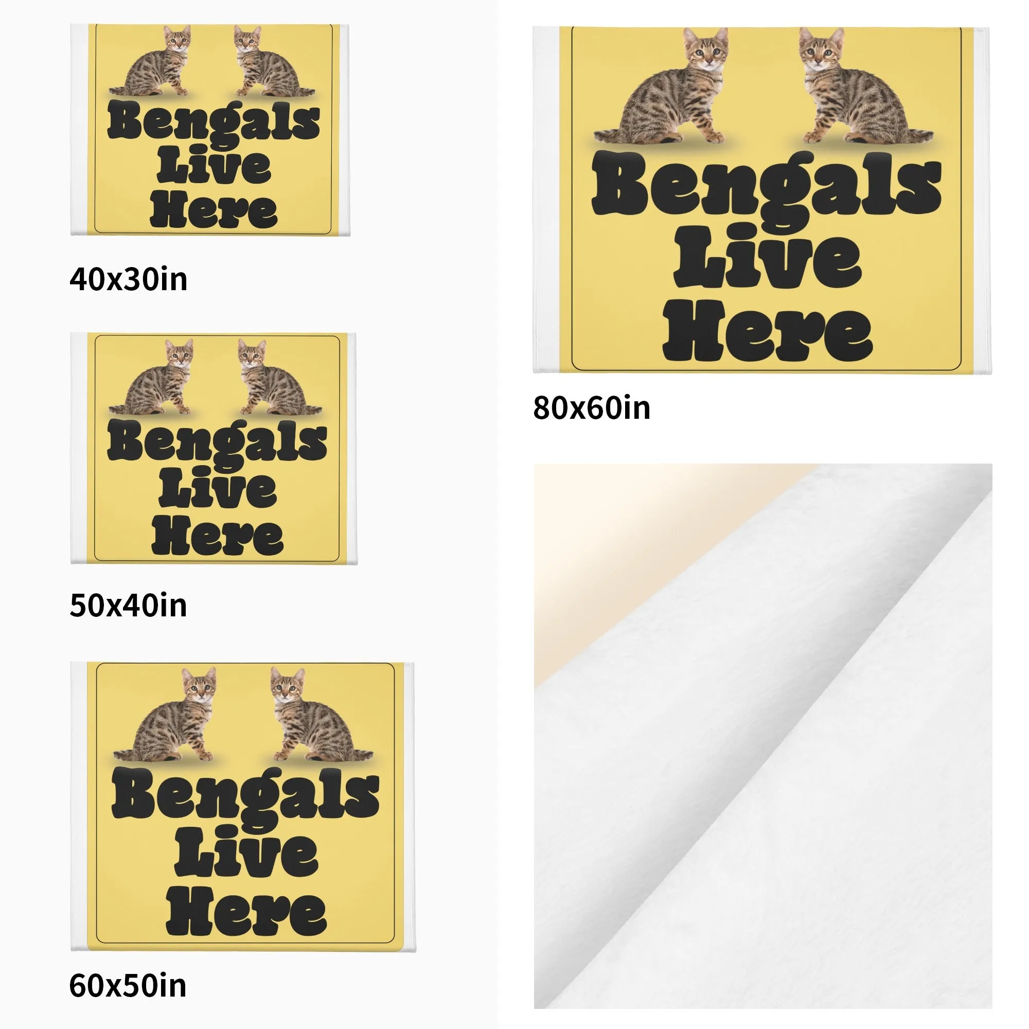 Bengals Live Here Horizontal Flannel Breathable Blanket 4 Sizes