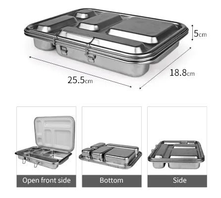Bento Lunch Box 5 - Stainless Steel - Leak Proof