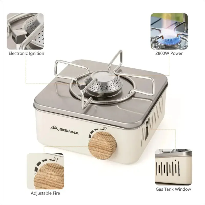 Bisinna camping gas stove 2800w high firepower portable cassette furnace outdoor gas burner picnic