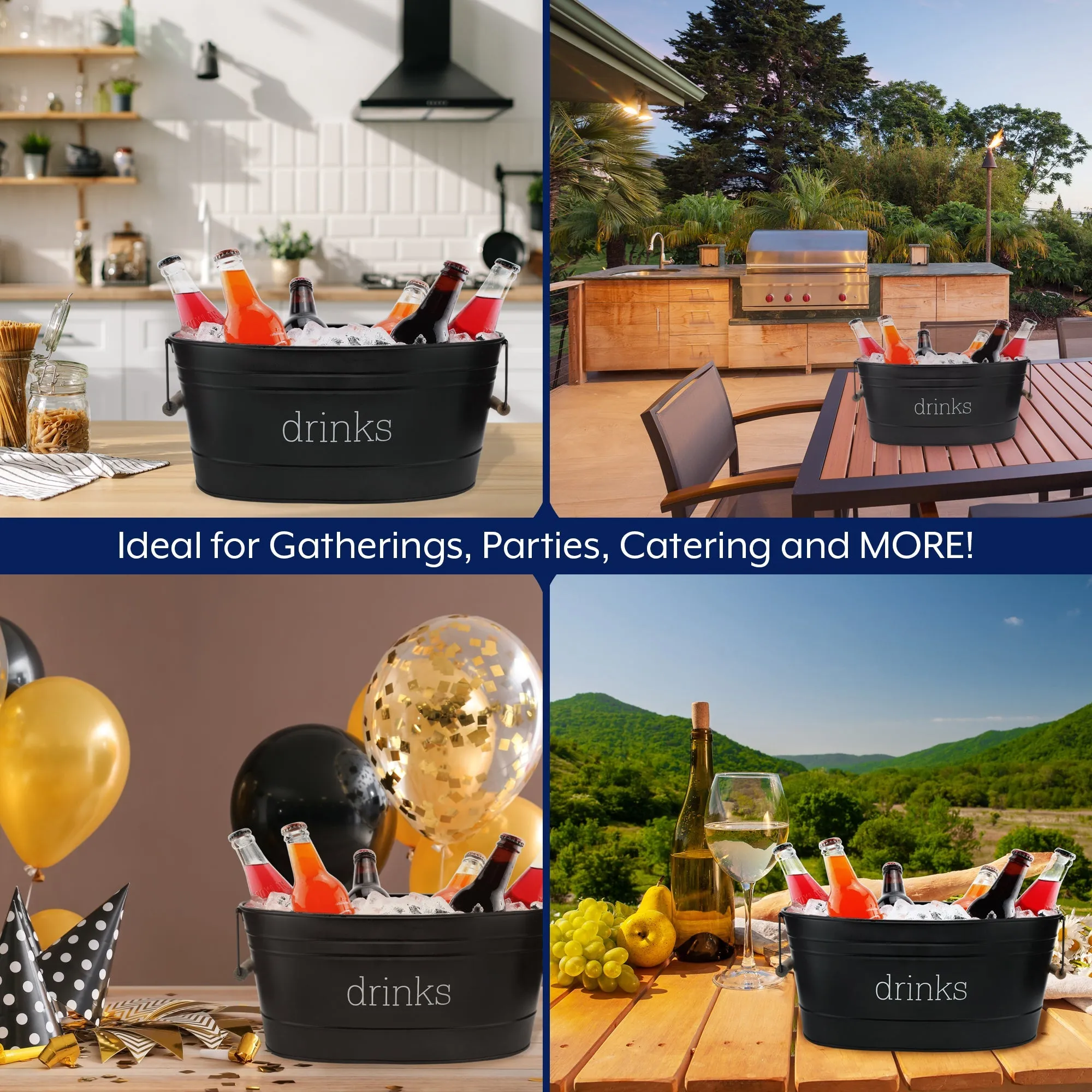 Black Enamelware Drinks Tub (Case of 6)