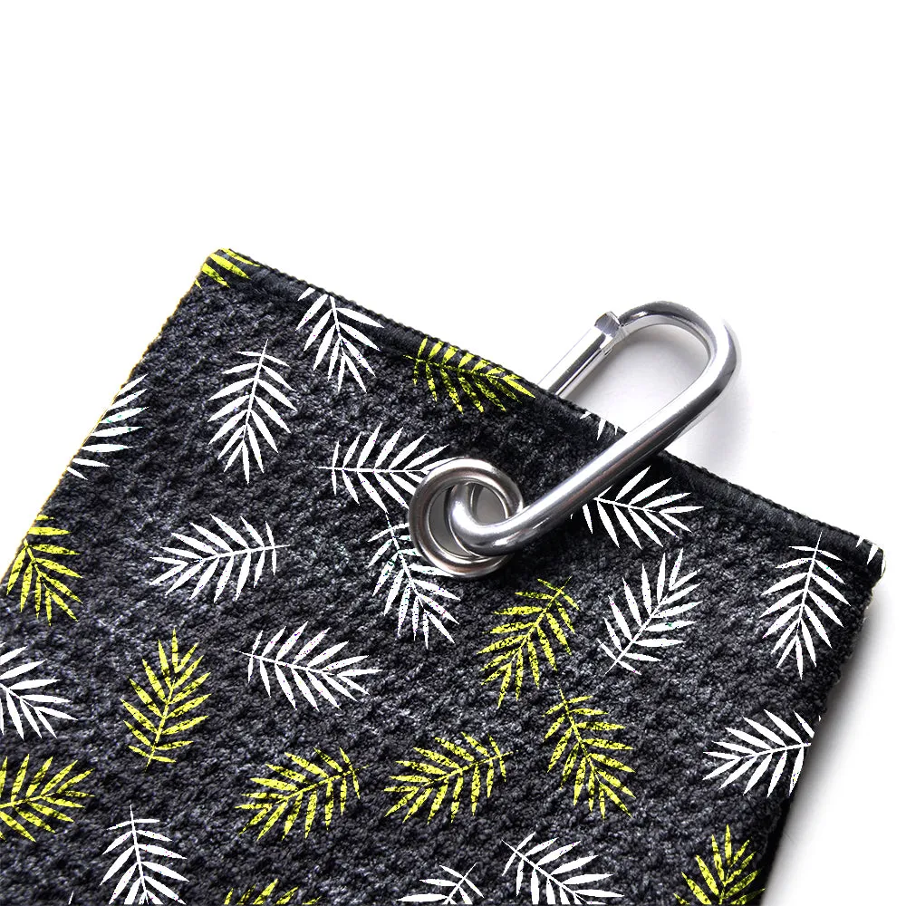 Black Palms Tri-Fold Microfiber Waffle Golf Towel