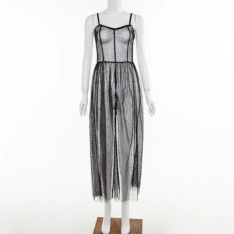 Boho Mesh Cover-Up Maxi Dress