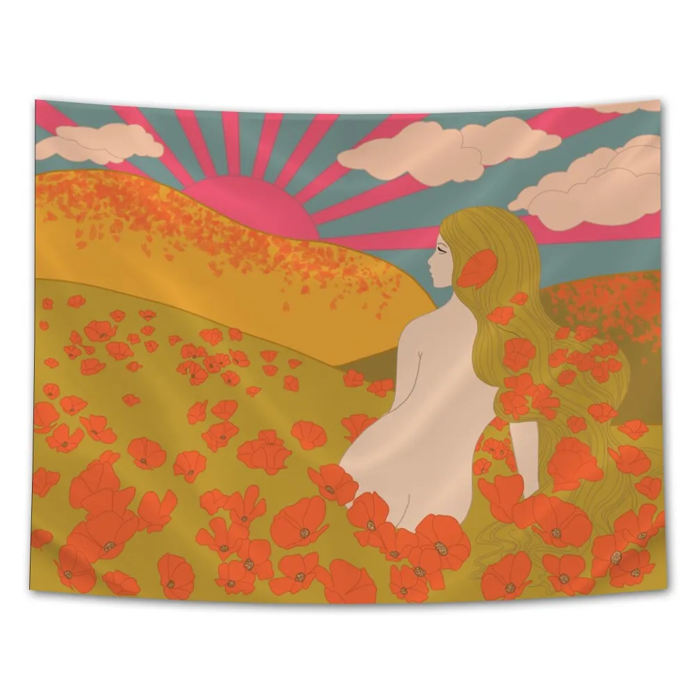 Boho Sun Tapestry Wall Hanging Moon Phase Rainbow Tapestries Bedroom Decor Bedspread Throw Cover Sun Moon Wall Decor