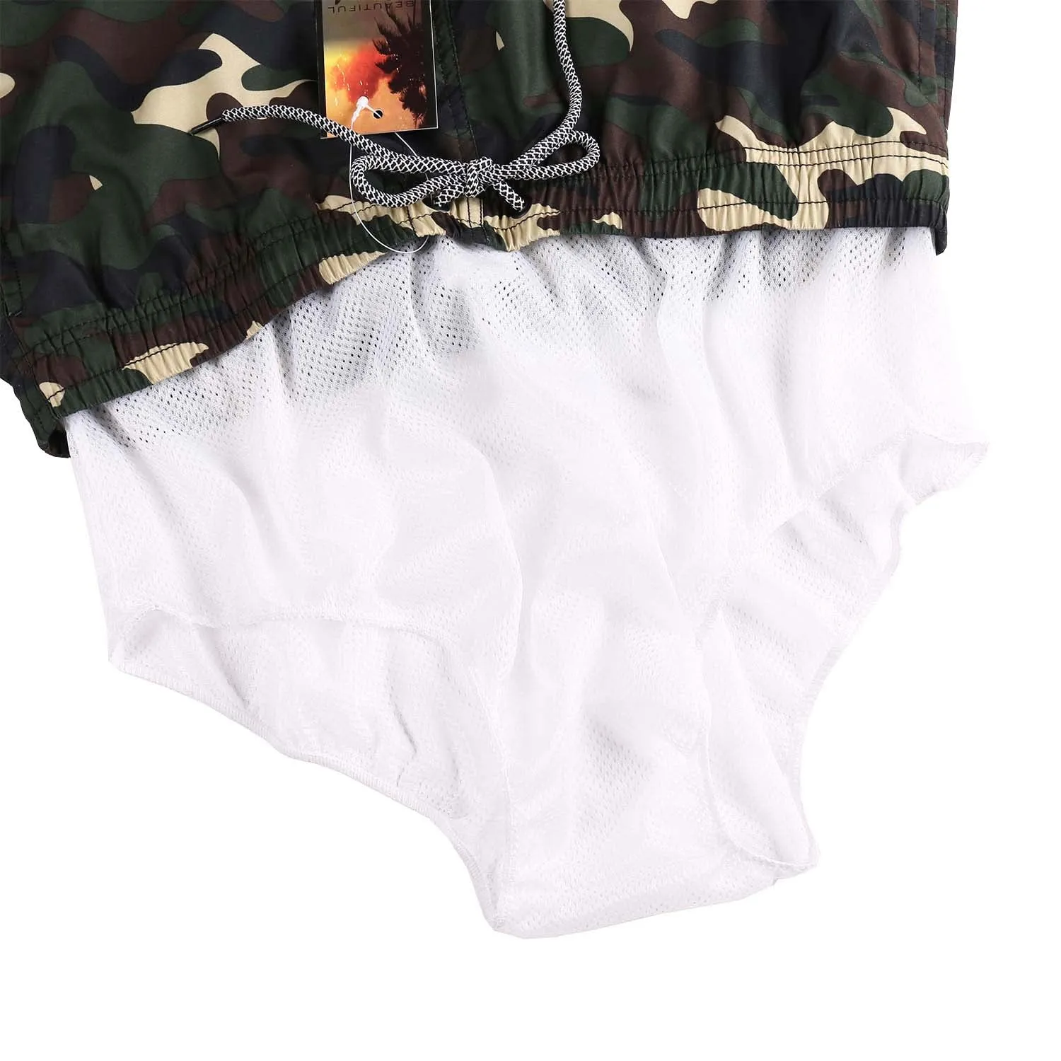 Boy's  Kid  Family  Match  Fast  Dry  Mesh  Lining  Swim  Trunks  Shorts