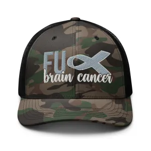 Brain Cancer FU Embroidered Camo Trucker Hat