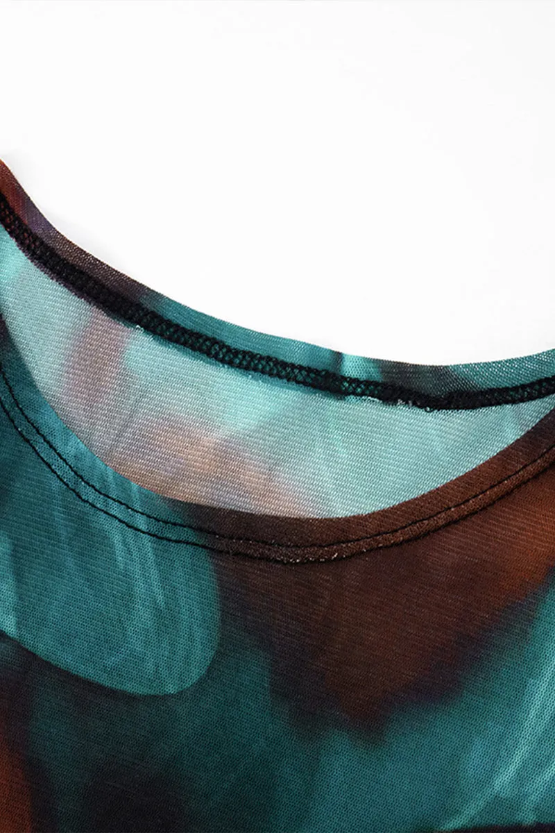 BS3142 Tie Dye Sheer Long Dress