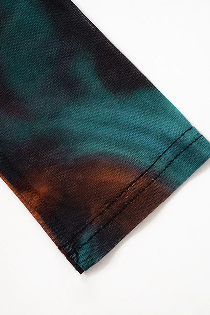 BS3142 Tie Dye Sheer Long Dress