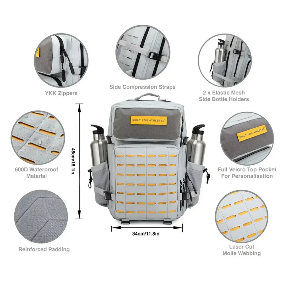 Built for Athletes - Gym Backpack - 45L (Large) - Grey & Yellow