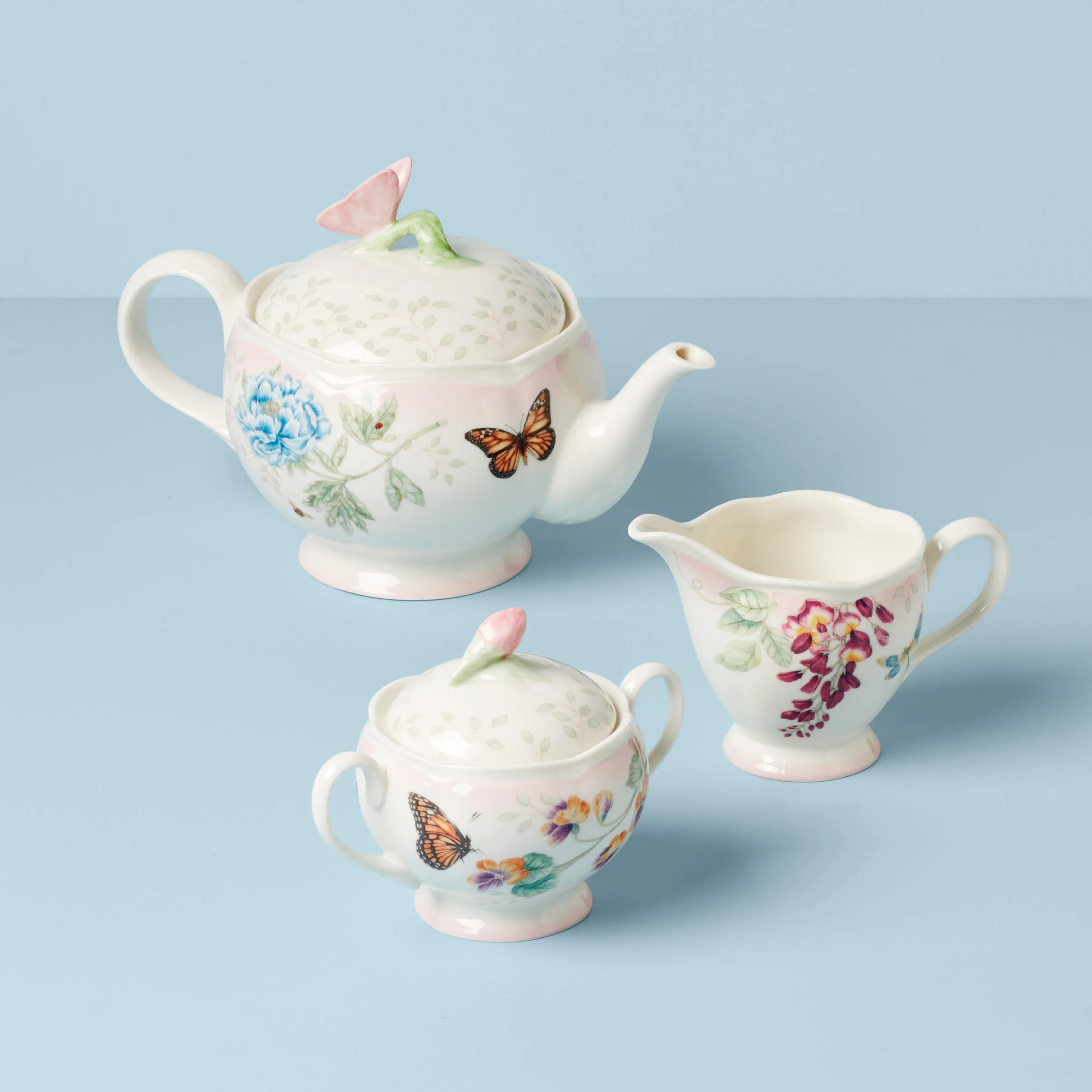 Butterfly Meadow Pink Ombre 5-Piece Tea Set