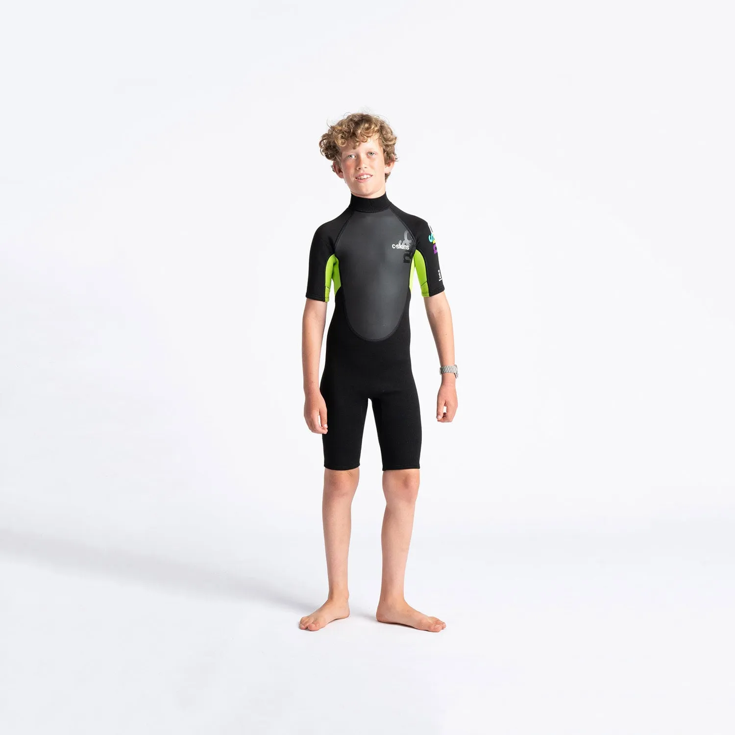 C-Skins Element 3/2 Back Zip Junior Shorty - Black/Lime