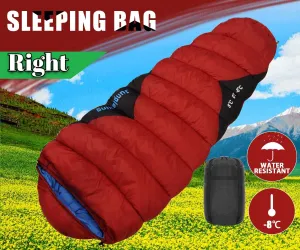Camping Mummy Sleeping Bag Single  -8°C *Red *