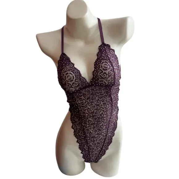 Candyland | NWT Violet Crystal Lace Teddy