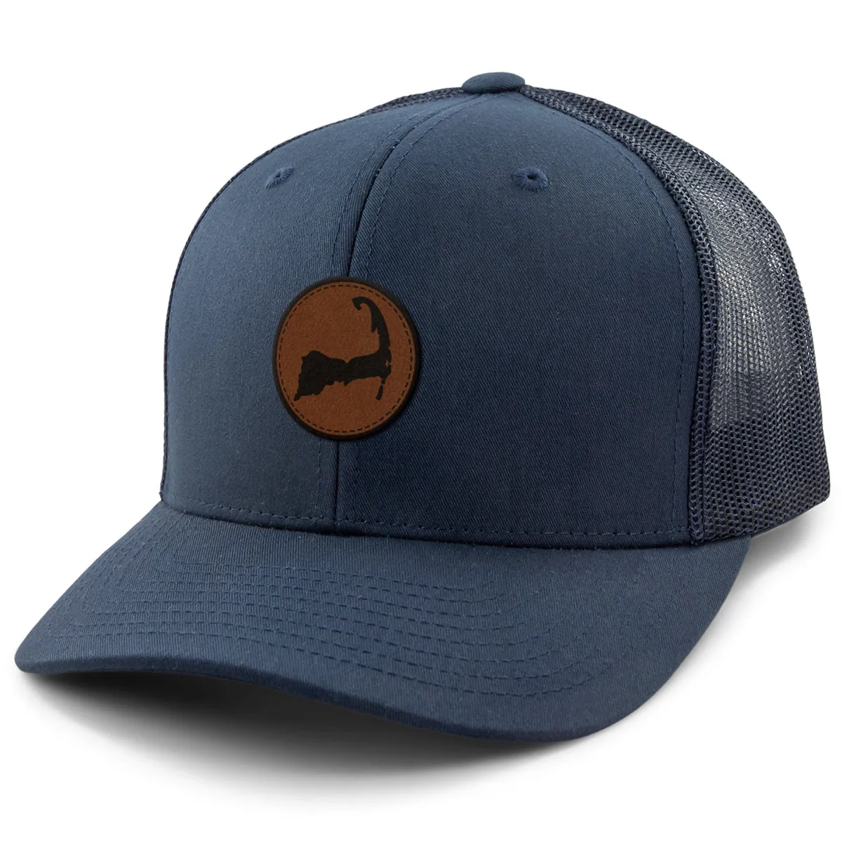Cape Cod Circle Leather Patch Classic Snapback Trucker