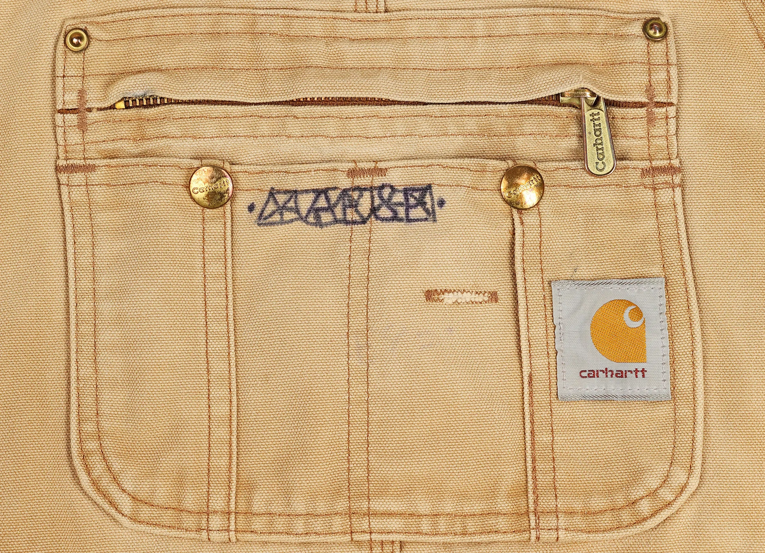 Carhartt Double Knee Work Dungarees - Beige - M