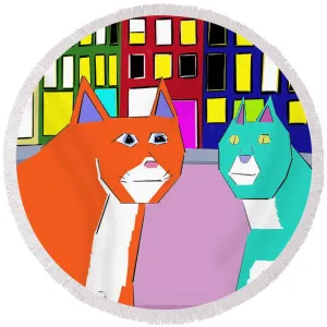 City Cats - Round Beach Towel