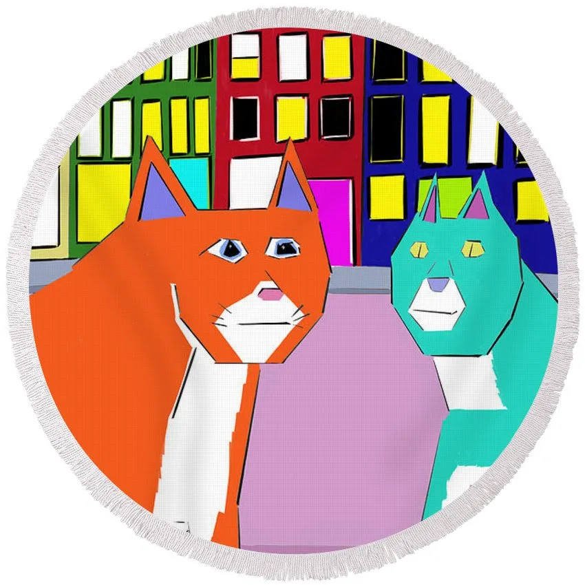 City Cats - Round Beach Towel
