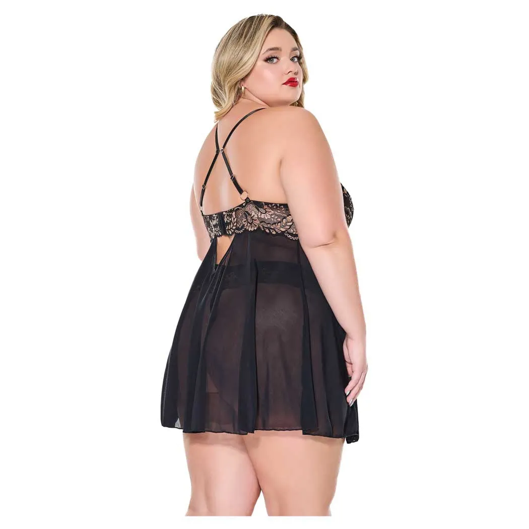Coquette Ember Glow Babydoll and Thong